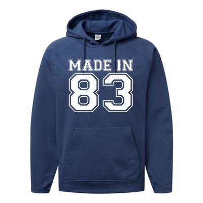 Sporty Jersey Style Made In 1983 40th Birthday Performance Fleece Hoodie