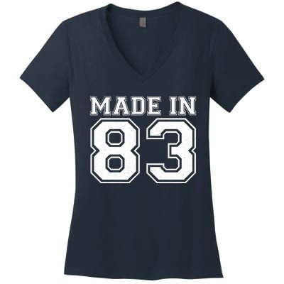 Sporty Jersey Style Made In 1983 40th Birthday Women's V-Neck T-Shirt