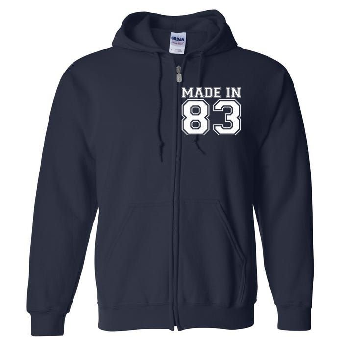 Sporty Jersey Style Made In 1983 40th Birthday Full Zip Hoodie