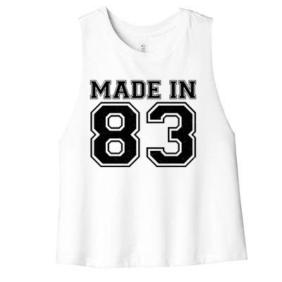 Sporty Jersey Style Made In 1983 40th Birthday Women's Racerback Cropped Tank