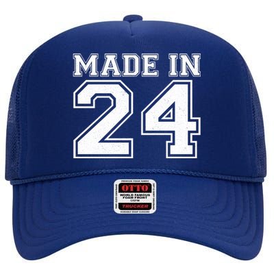 Sporty Jersey Style Made In 1924 100th Birthday High Crown Mesh Back Trucker Hat