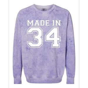 Sporty Jersey Style Made In 1934 90th Birthday Colorblast Crewneck Sweatshirt