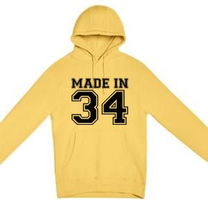 Sporty Jersey Style Made In 1934 90th Birthday Premium Pullover Hoodie