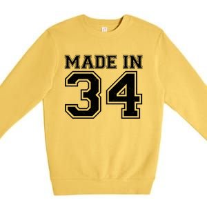 Sporty Jersey Style Made In 1934 90th Birthday Premium Crewneck Sweatshirt