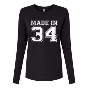 Sporty Jersey Style Made In 1934 90th Birthday Womens Cotton Relaxed Long Sleeve T-Shirt