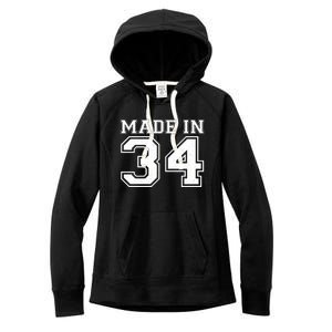 Sporty Jersey Style Made In 1934 90th Birthday Women's Fleece Hoodie