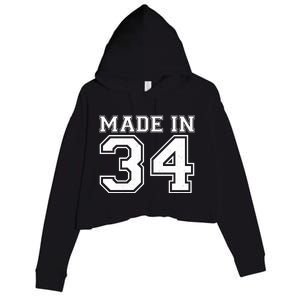 Sporty Jersey Style Made In 1934 90th Birthday Crop Fleece Hoodie