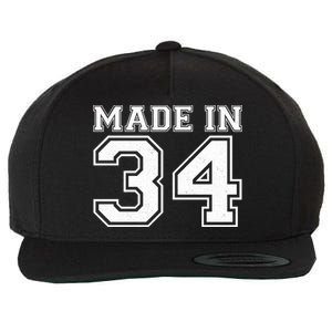 Sporty Jersey Style Made In 1934 90th Birthday Wool Snapback Cap