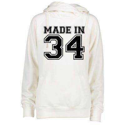 Sporty Jersey Style Made In 1934 90th Birthday Womens Funnel Neck Pullover Hood