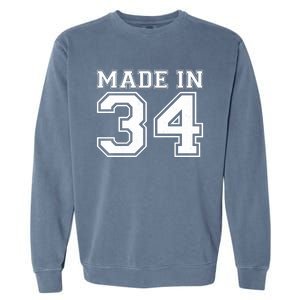 Sporty Jersey Style Made In 1934 90th Birthday Garment-Dyed Sweatshirt