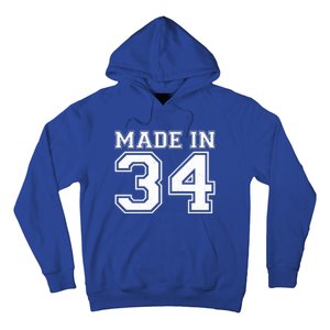 Sporty Jersey Style Made In 1934 90th Birthday Hoodie