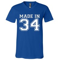 Sporty Jersey Style Made In 1934 90th Birthday V-Neck T-Shirt