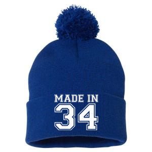 Sporty Jersey Style Made In 1934 90th Birthday Pom Pom 12in Knit Beanie