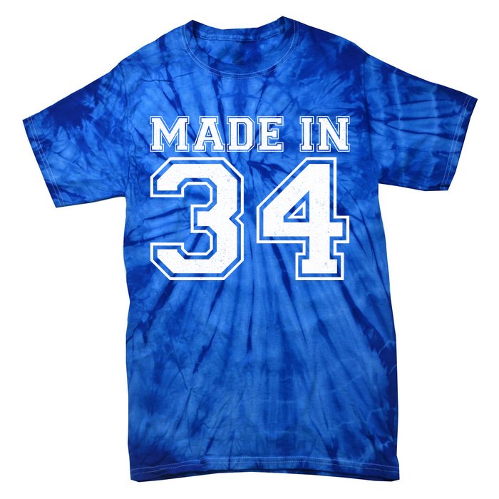 Sporty Jersey Style Made In 1934 90th Birthday Tie-Dye T-Shirt