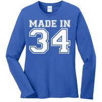 Sporty Jersey Style Made In 1934 90th Birthday Ladies Long Sleeve Shirt