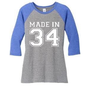 Sporty Jersey Style Made In 1934 90th Birthday Women's Tri-Blend 3/4-Sleeve Raglan Shirt