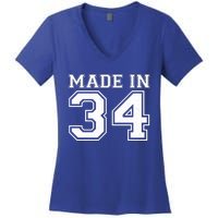 Sporty Jersey Style Made In 1934 90th Birthday Women's V-Neck T-Shirt