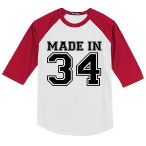 Sporty Jersey Style Made In 1934 90th Birthday Kids Colorblock Raglan Jersey