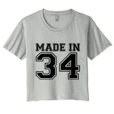 Sporty Jersey Style Made In 1934 90th Birthday Women's Crop Top Tee