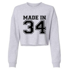 Sporty Jersey Style Made In 1934 90th Birthday Cropped Pullover Crew