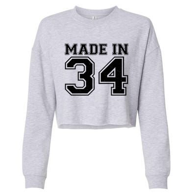 Sporty Jersey Style Made In 1934 90th Birthday Cropped Pullover Crew