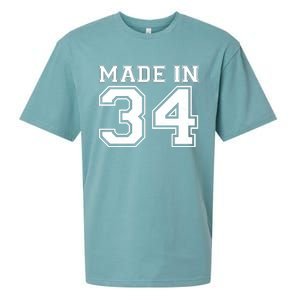 Sporty Jersey Style Made In 1934 90th Birthday Sueded Cloud Jersey T-Shirt