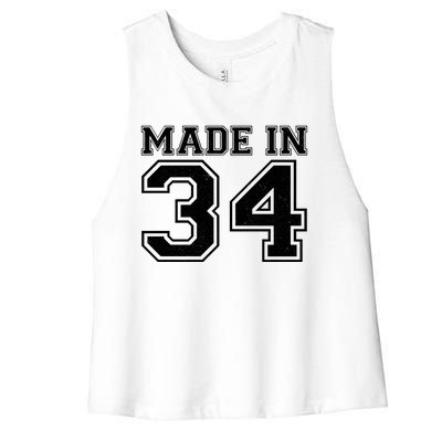 Sporty Jersey Style Made In 1934 90th Birthday Women's Racerback Cropped Tank