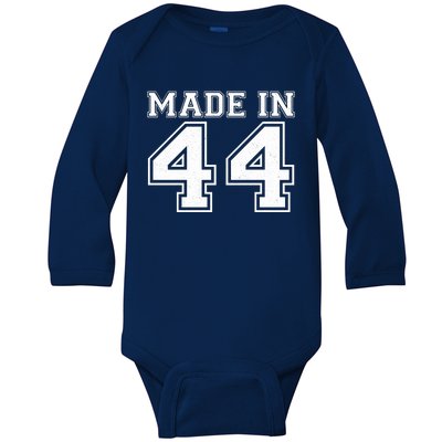 Sporty Jersey Style Made In 1944 80th Birthday Baby Long Sleeve Bodysuit