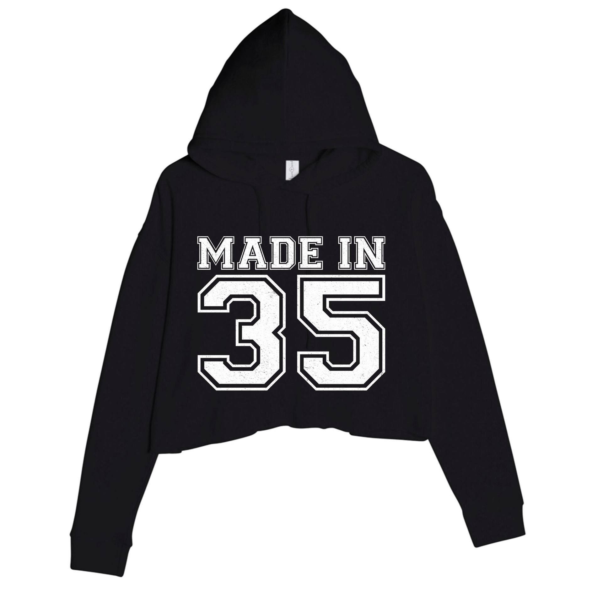 Sporty Jersey Style Made In 1935 90th Birthday Crop Fleece Hoodie