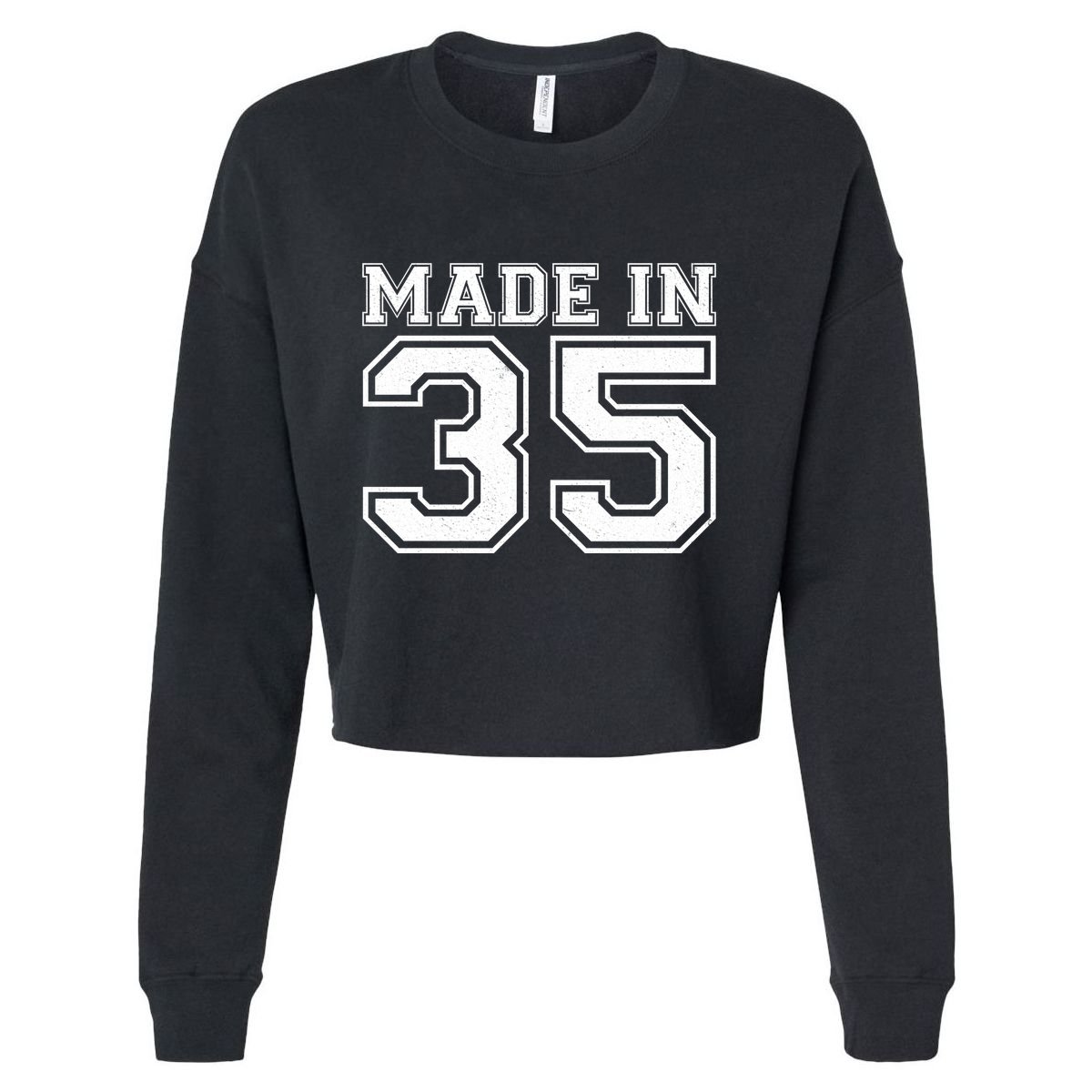 Sporty Jersey Style Made In 1935 90th Birthday Cropped Pullover Crew