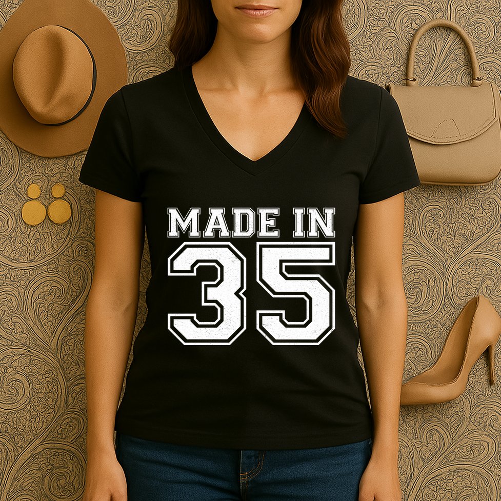 Sporty Jersey Style Made In 1935 90th Birthday Women's V-Neck T-Shirt