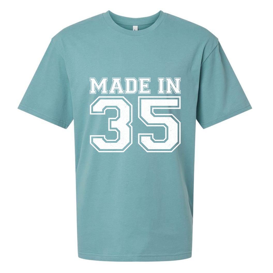 Sporty Jersey Style Made In 1935 90th Birthday Sueded Cloud Jersey T-Shirt
