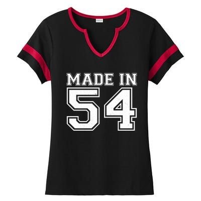 Sporty Jersey Style Made In 1954 70th Birthday Ladies Halftime Notch Neck Tee