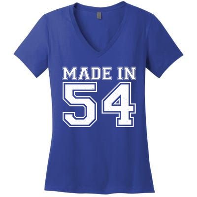 Sporty Jersey Style Made In 1954 70th Birthday Women's V-Neck T-Shirt