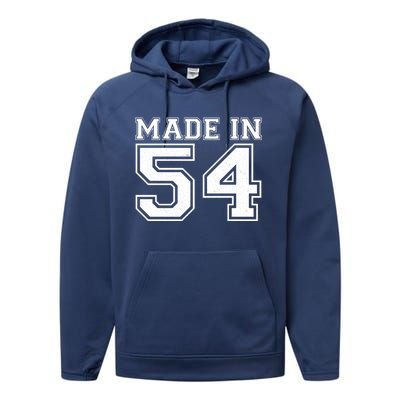 Sporty Jersey Style Made In 1954 70th Birthday Performance Fleece Hoodie