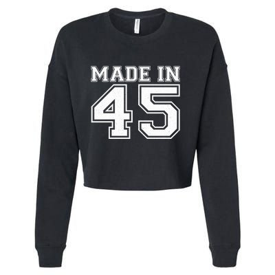 Sporty Jersey Style Made In 1945 80th Birthday Cropped Pullover Crew