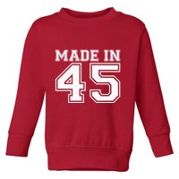 Sporty Jersey Style Made In 1945 80th Birthday Toddler Sweatshirt
