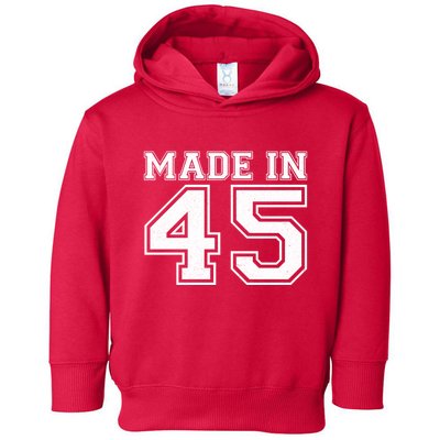 Sporty Jersey Style Made In 1945 80th Birthday Toddler Hoodie