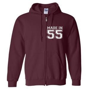 Sporty Jersey Style Made In 1955 70th Birthday Full Zip Hoodie