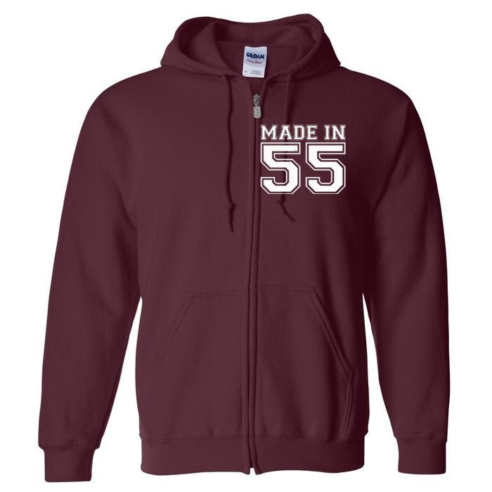 Sporty Jersey Style Made In 1955 70th Birthday Full Zip Hoodie