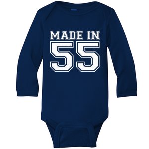 Sporty Jersey Style Made In 1955 70th Birthday Baby Long Sleeve Bodysuit