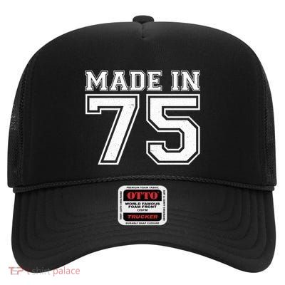 Sporty Jersey Style Made In 1975 50th Birthday High Crown Mesh Back Trucker Hat