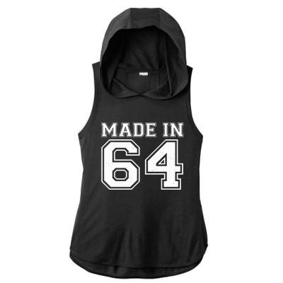 Sporty Jersey Style Made In 1964 60th Birthday Ladies PosiCharge Tri-Blend Wicking Draft Hoodie Tank