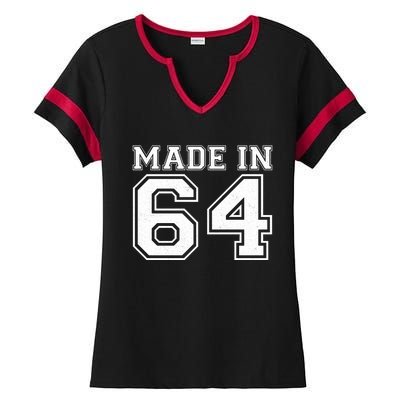 Sporty Jersey Style Made In 1964 60th Birthday Ladies Halftime Notch Neck Tee