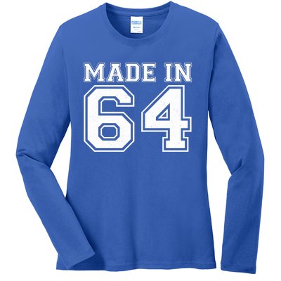 Sporty Jersey Style Made In 1964 60th Birthday Ladies Long Sleeve Shirt