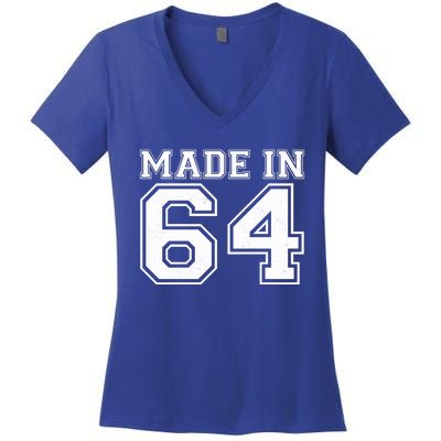 Sporty Jersey Style Made In 1964 60th Birthday Women's V-Neck T-Shirt