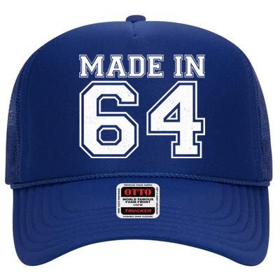 Sporty Jersey Style Made In 1964 60th Birthday High Crown Mesh Back Trucker Hat