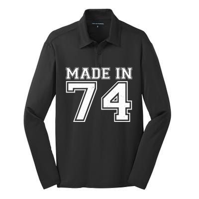 Sporty Jersey Style Made In 1974 50th Birthday Silk Touch Performance Long Sleeve Polo