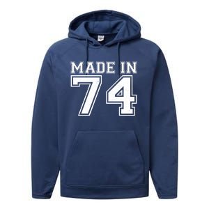 Sporty Jersey Style Made In 1974 50th Birthday Performance Fleece Hoodie