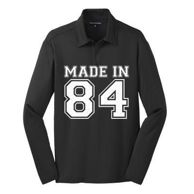 Sporty Jersey Style Made In 1984 40th Birthday Silk Touch Performance Long Sleeve Polo